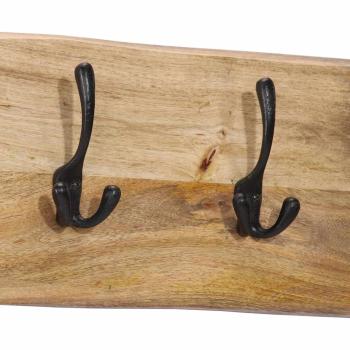 Wandgarderobe mit 4 Haken Massivholz Mango