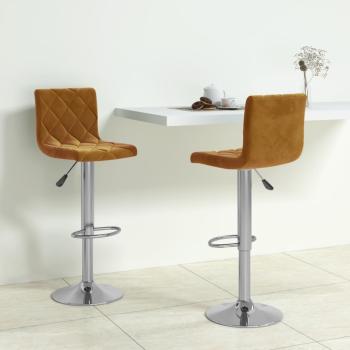 ARDEBO.de - Barhocker 2 Stk. Braun Samt