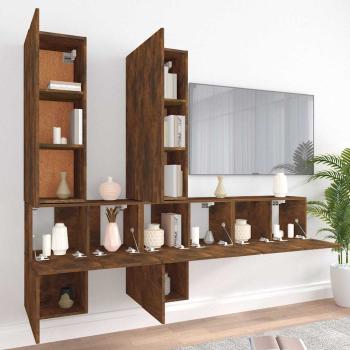 7-tlg. TV-Schrank-Set Räuchereiche Holzwerkstoff