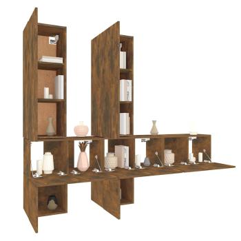 7-tlg. TV-Schrank-Set Räuchereiche Holzwerkstoff