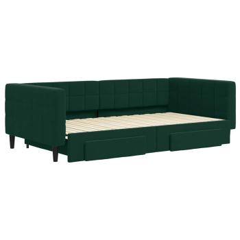 Tagesbett Ausziehbar mit Schubladen Dunkelgrün 100x200 cm Samt