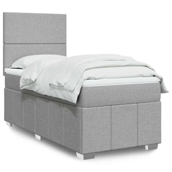 ARDEBO.de - Boxspringbett mit Matratze Hellgrau 80x200 cm Stoff