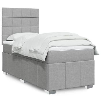 ARDEBO.de - Boxspringbett mit Matratze Hellgrau 80x200 cm Stoff