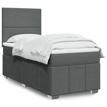 ARDEBO.de - Boxspringbett mit Matratze Dunkelgrau 80x200 cm Stoff