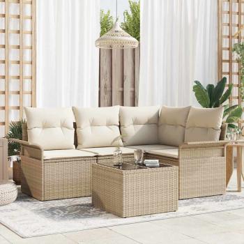 ARDEBO.de - Gartensofa-set 5 stk. Beige Poly-Rattan