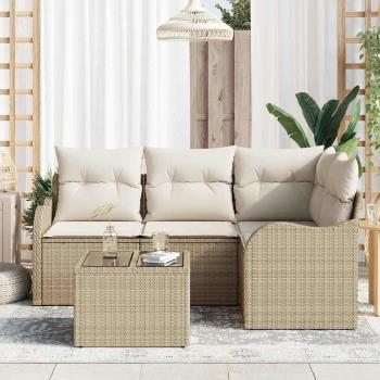 Gartensofa-set 5 pcs Beige Poly-Rattan