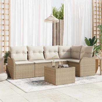 ARDEBO.de - Gartensofa-set 6 pcs Beige Poly-Rattan