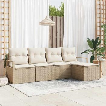 ARDEBO.de - Sofa Set 5 pcs Beige Poly-Rattan