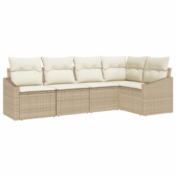 Sofa Set 5 stk. Beige [Synthetisch]: Poly Rattan