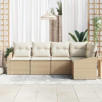 Sofa Set 5 stk. Beige [Synthetisch]: Poly Rattan