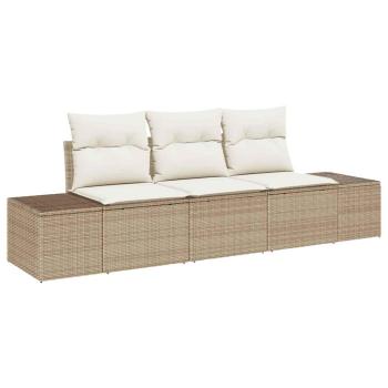 Sofa Set mit Kissen 3 pcs Beige Poly Rattan