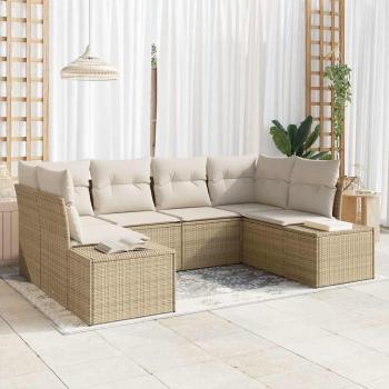 ARDEBO.de - Gartensofa-set mit Kissen 6 pcs Beige Poly-Rattan