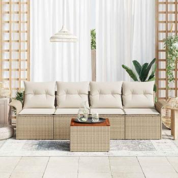 Gartensofa-set 5 stk. Beige Poly-Rattan