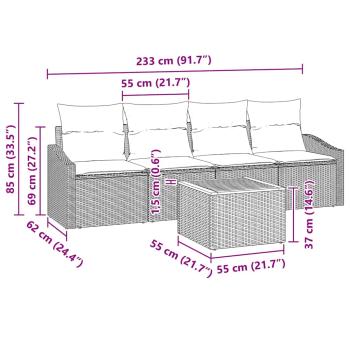 Gartensofa-set 5 stk. Beige Poly-Rattan