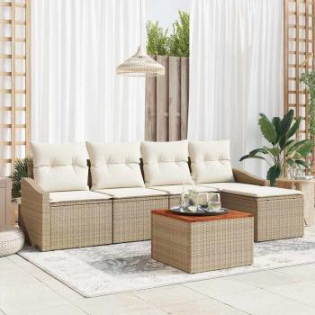 ARDEBO.de - Gartensofa-set mit Kissen 6 pcs Beige Poly-Rattan