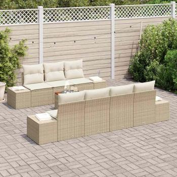 Gartensofa-set 8 stk. Beige Poly-Rattan