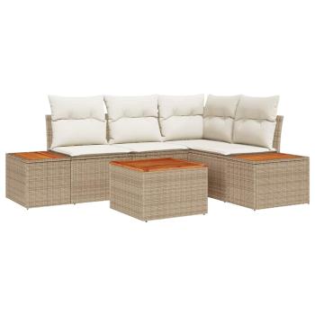 Gartensofa-set 5 stk. Beige Poly Rattan