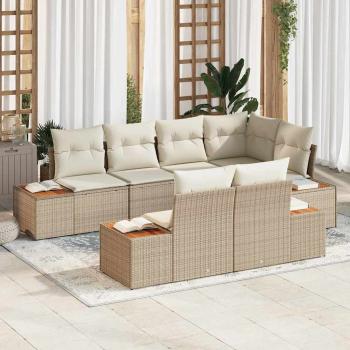 ARDEBO.de - Gartensofa-set 7 stk. Beige Poly-Rattan