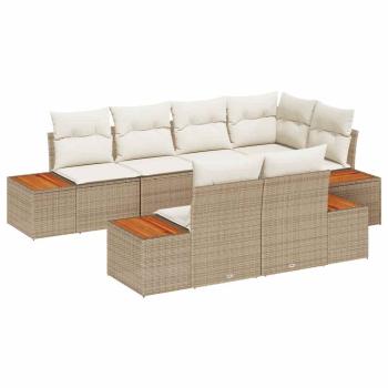 Gartensofa-set 7 stk. Beige Poly-Rattan