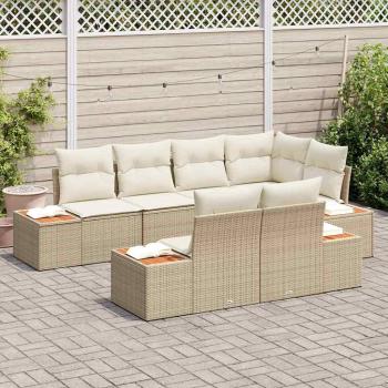 Gartensofa-set 7 stk. Beige Poly-Rattan