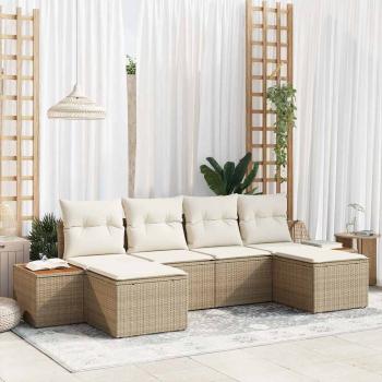 ARDEBO.de - Gartensofa-set 6 stk. Beige Poly-Rattan
