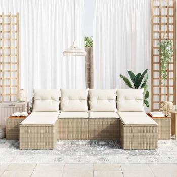 Gartensofa-set 6 stk. Beige Poly-Rattan