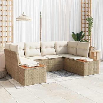 ARDEBO.de - Gartensofa-set 6 stk. Beige Poly-Rattan