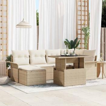 ARDEBO.de - Gartensofa-set 7 stk. Beige Poly-Rattan
