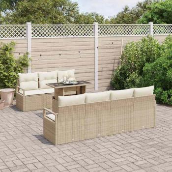 Gartensofa-set 8 stk. 7-Sitzanzahl Beige und Creme Poly-Rattan