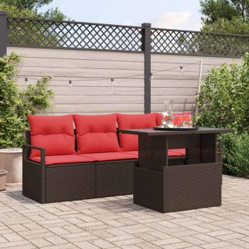 ARDEBO.de - Gartensofa-set 5 stk. Braun Poly Rattan