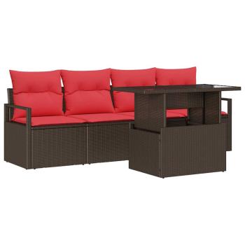 Gartensofa-set 5 stk. Braun Poly Rattan