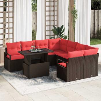 ARDEBO.de - Gartensofa-set 9 stk. Braun Poly Rattan