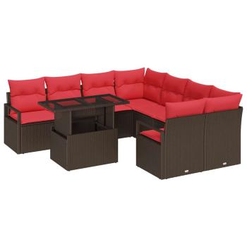 Gartensofa-set 9 stk. Braun Poly Rattan