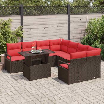 Gartensofa-set 9 stk. Braun Poly Rattan