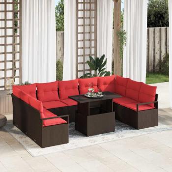 ARDEBO.de - Gartensofa-set 10 stk. Braun Poly Rattan