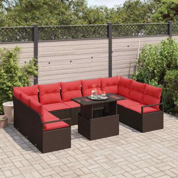Gartensofa-set 10 stk. Braun Poly Rattan