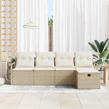 Sofa Set 5 stk. 5-Sitzanzahl Beige und Creme Poly-Rattan