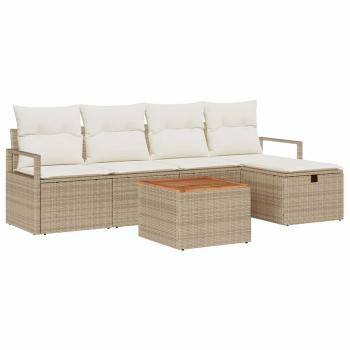 Gartensofa-set 6 stk. Beige Poly-Rattan
