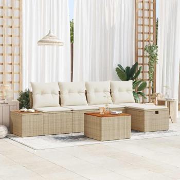 ARDEBO.de - Gartensofa-set 6 stk. Beige Poly-Rattan