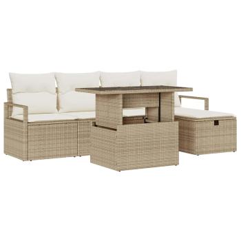 Gartensofa-set 6 stk. Beige Poly-Rattan