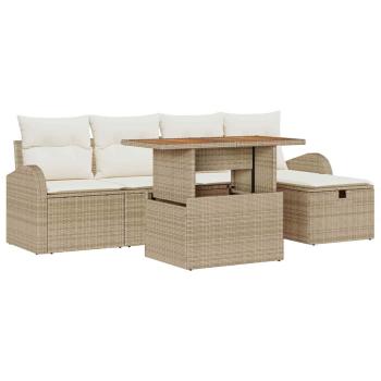 Gartensofa-set 6 stk. Beige Poly-Rattan