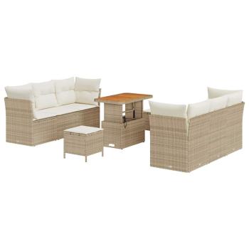Gartensofa-set 9 stk. Beige Poly-Rattan