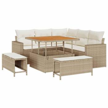 Gartensofa-set 8 pcs Beige Poly-Rattan