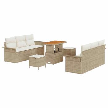 Gartensofa-set 9 stk. Beige Poly-Rattan