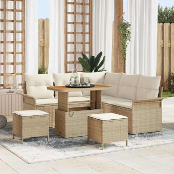 ARDEBO.de - Gartensofa-set 8 stk. Beige Poly-Rattan