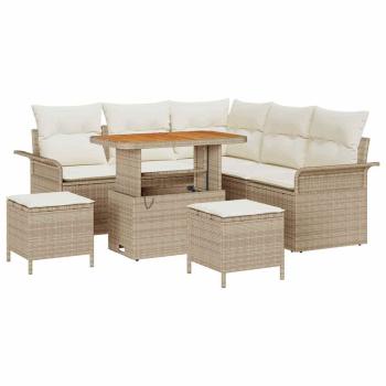Gartensofa-set 8 stk. Beige Poly-Rattan