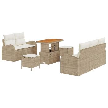 Gartensofa-set 8 stk. Beige Poly-Rattan