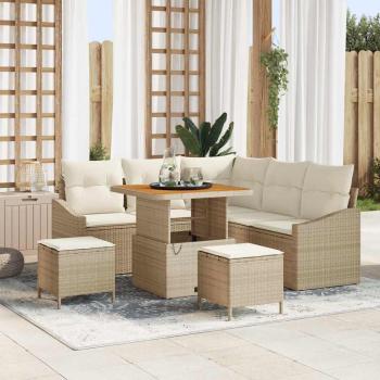 ARDEBO.de - Gartensofa-set 8 stk. Beige Poly-Rattan