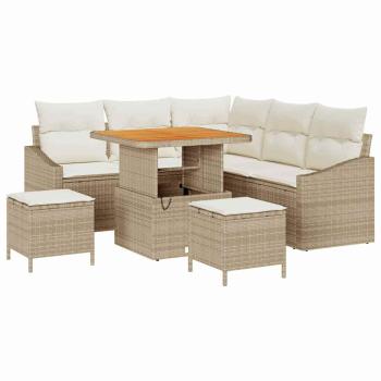 Gartensofa-set 8 stk. Beige Poly-Rattan