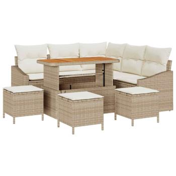 Gartensofa-set 9 stk. Beige Poly-Rattan
